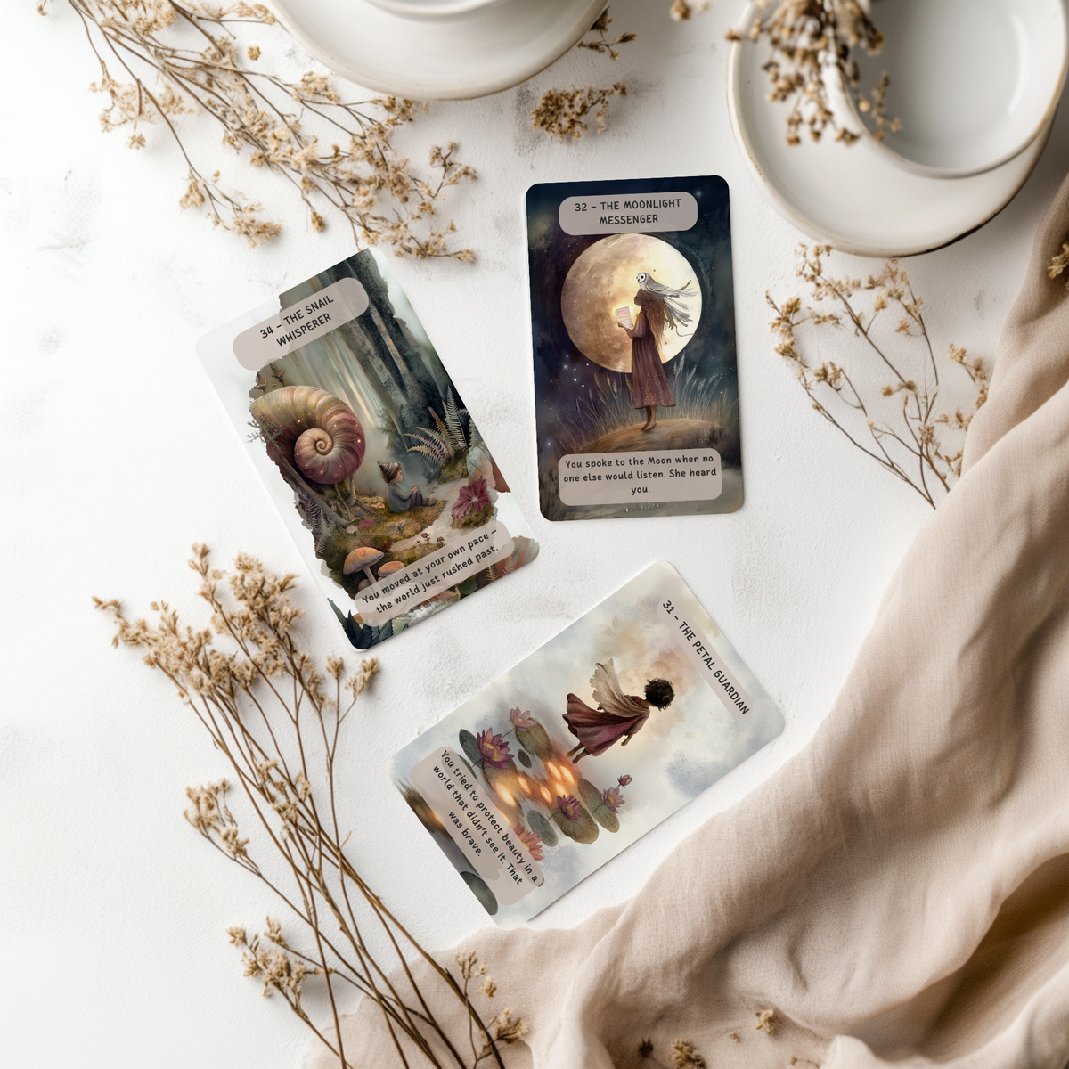 The Child Within Oracle Deck placed beside a cup of tea symbolizing emotional comfort and self-reflection. These intuitive oracle cards are perfect for supporting inner child healing, emotional validation, and deep soul work. A gentle companion for daily self-care and spiritual reflection.